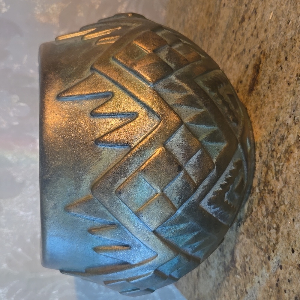 Artist Signed Large Ceramic Planter With Geometric Pattern - Picture 4 of 13